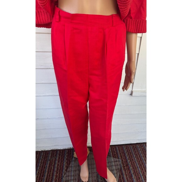 80s Red Pants Outfit Nautical Sweater Vintage M Double Button - Picture 8 of 10